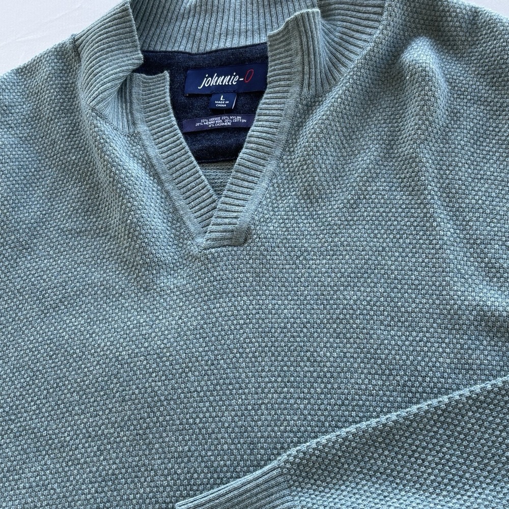 johnnie-O Estaban Sweater Men's Large‎ Baltic Blue Merino Wool Cashmere